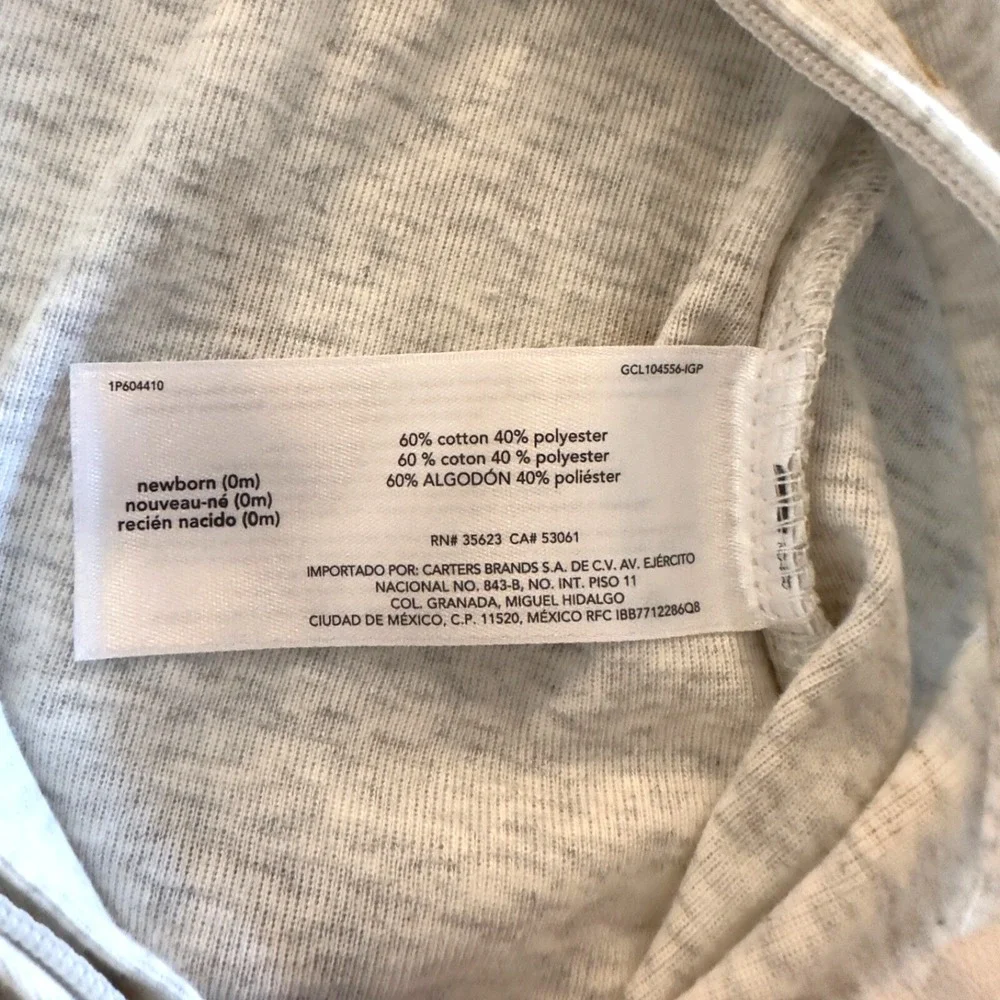 Carters Newborn Baby Long Sleeve Bodysuits, Oeko-Tex Cotton-Set of 2-NWT RRP $30